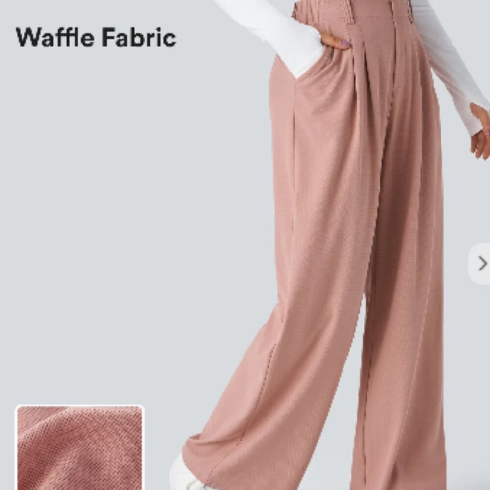 NWT Halara Flex™ High Waisted Pocket Wide Leg Waffle Pants Size S